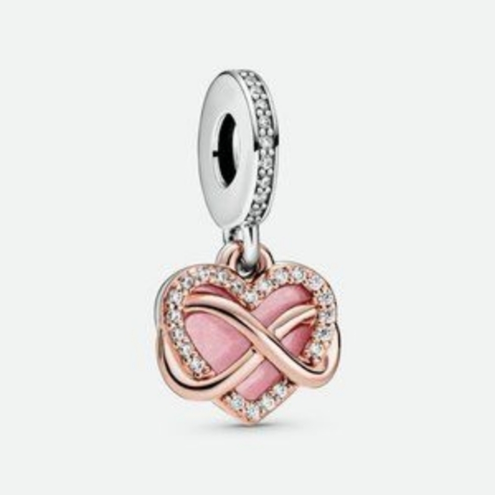 Pink and Rose Gold Heart Charm for Pandora Bracelets
